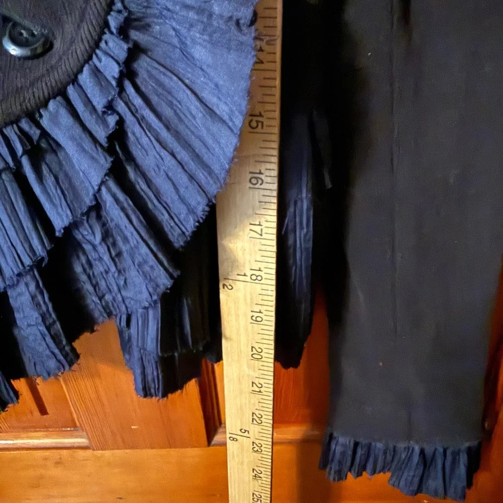 Free People Military Ruffle Jacket Womens 4 Black Excellent Victorian Peplum